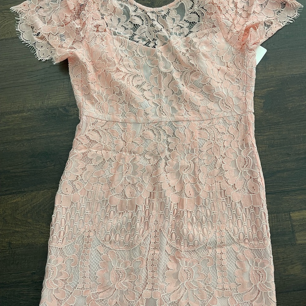 Elegant Pink Lace Mini Dress